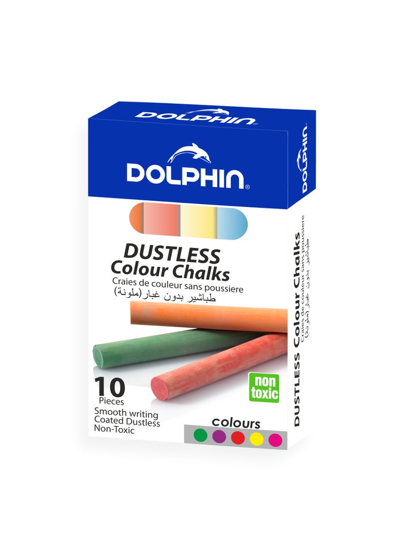 Dustless Color Chalk – 10-Piece Pack, Bright Colors, Smooth Writing, Safe for Kids, Made in Indonesia