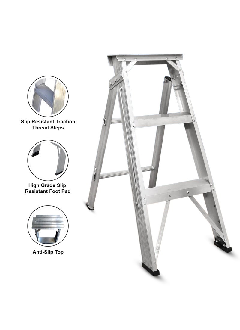 EMC EMC Heavy Duty Foldable Aluminum Ladder, Lightweight Portable Design, Anti-Slip Feet (3 STEPS)  - Image 5
