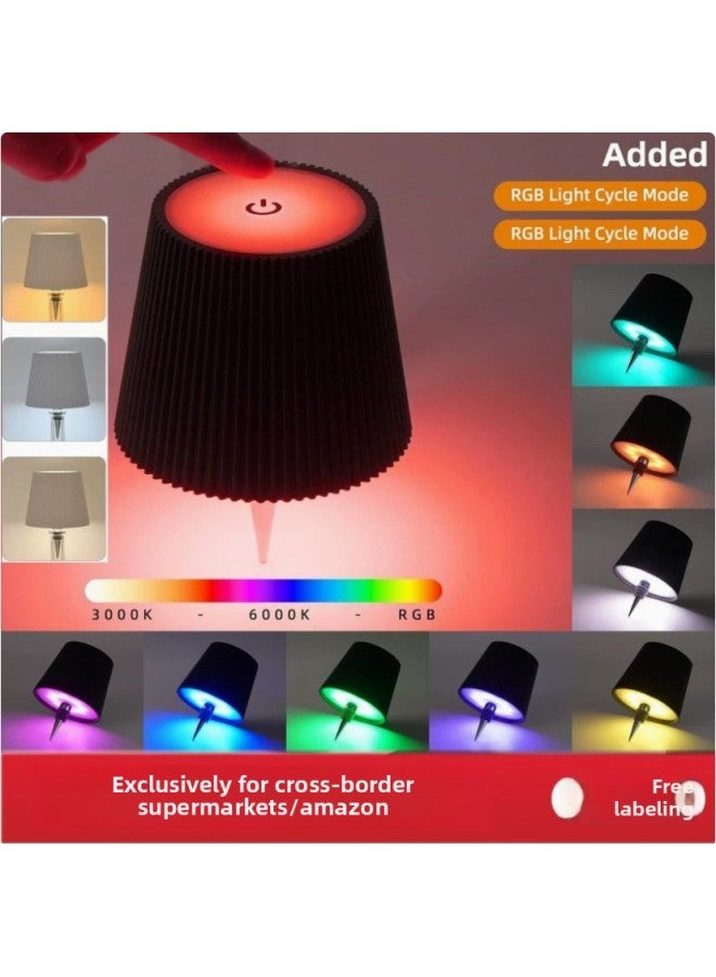 Explosions Plug-in Wine Bottle Light Wine Headlight Atmosphere Light Night Light Charging Table Lamp RGB Portable Table Lamp-Specification:White Cylinder (single Touch Rgb) + Remote Control  - Image 1