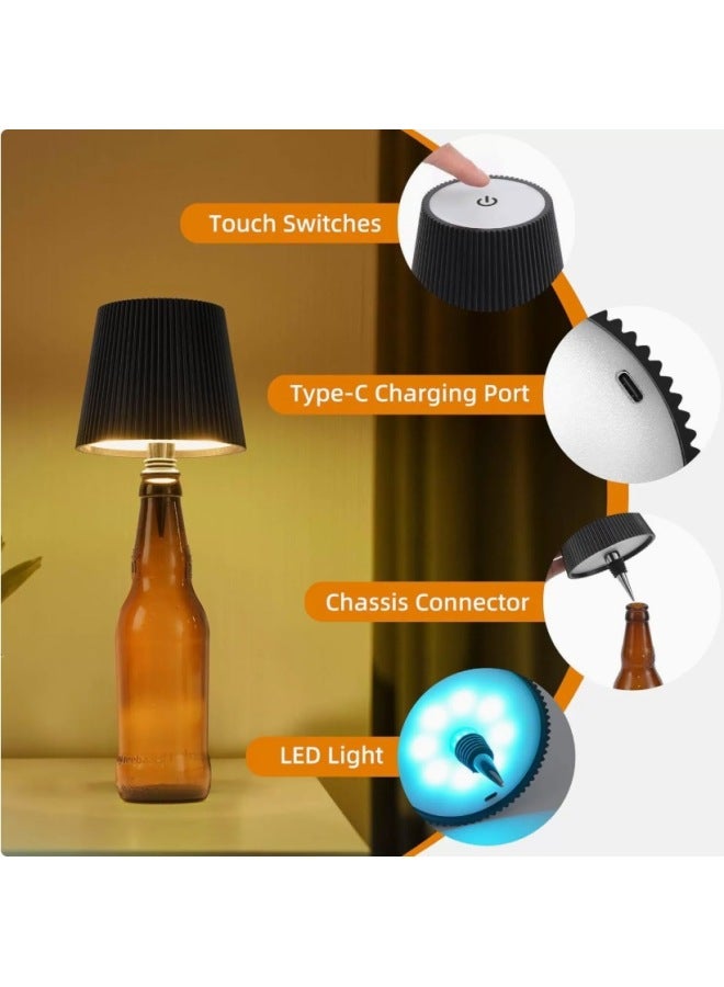 Explosions Plug-in Wine Bottle Light Wine Headlight Atmosphere Light Night Light Charging Table Lamp RGB Portable Table Lamp-Specification:White Cylinder (single Touch Rgb) + Remote Control  - Image 3