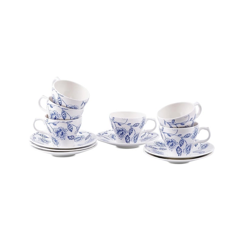 Dandy lines England by DATA Dandy Lines Liza Nilambari Floral Printed Tea Cup and Saucer Set 53012 Pack of 12 - Image 2