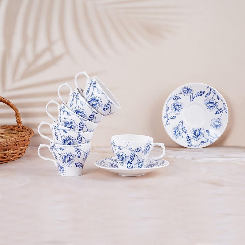 Dandy lines England by DATA Dandy Lines Liza Nilambari Floral Printed Tea Cup and Saucer Set 53012 Pack of 12 - Image 3