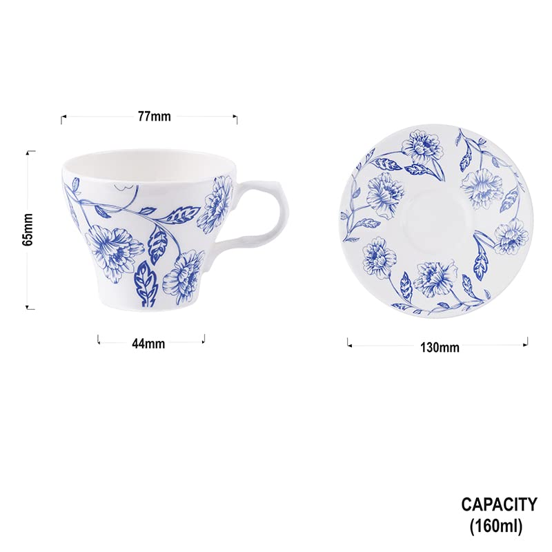 Dandy lines England by DATA Dandy Lines Liza Nilambari Floral Printed Tea Cup and Saucer Set 53012 Pack of 12 - Image 5