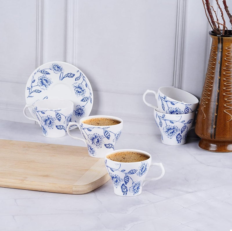 Dandy lines England by DATA Dandy Lines Liza Nilambari Floral Printed Tea Cup and Saucer Set 53012 Pack of 12 - Image 1
