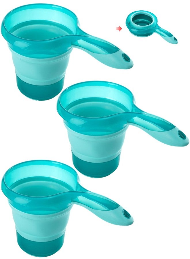 ZEAYEA 3 Pack Folding Water Ladles, Plastic Collapsible Washing Spoons for Kitchen Bathroom Outdoor, Portable Space Saving Water Scoop for Bath Hair Washing - Image 1