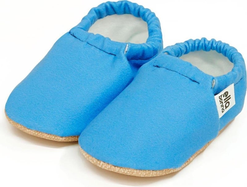 Ella Bonna Patterned Baby Booties, Non-Slip Sole, Home Nursery Shoes Slippers, Blue  - Image 1