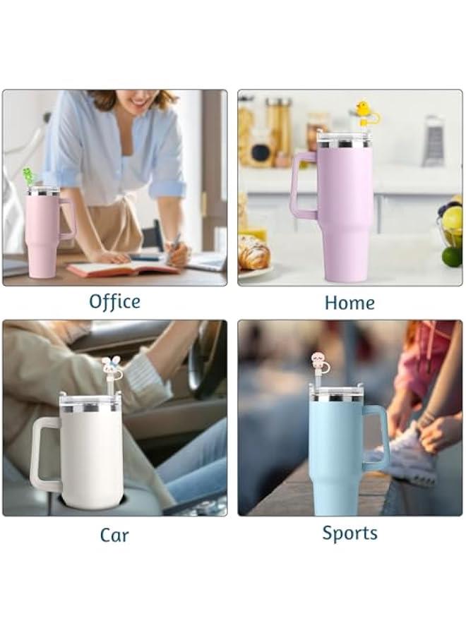 RTYY ويلنورن غطاء بماصة لكوب ستانلي، 4 عبوات من القش من السيليكون متوافقة مع كوب 30 و40 اونصة، رؤوس ماصة قابلة لاعادة الاستخدام على شكل حيوانات لطيفة مقاومة للغبار 10 ملم / 0.4 انش - Image 4