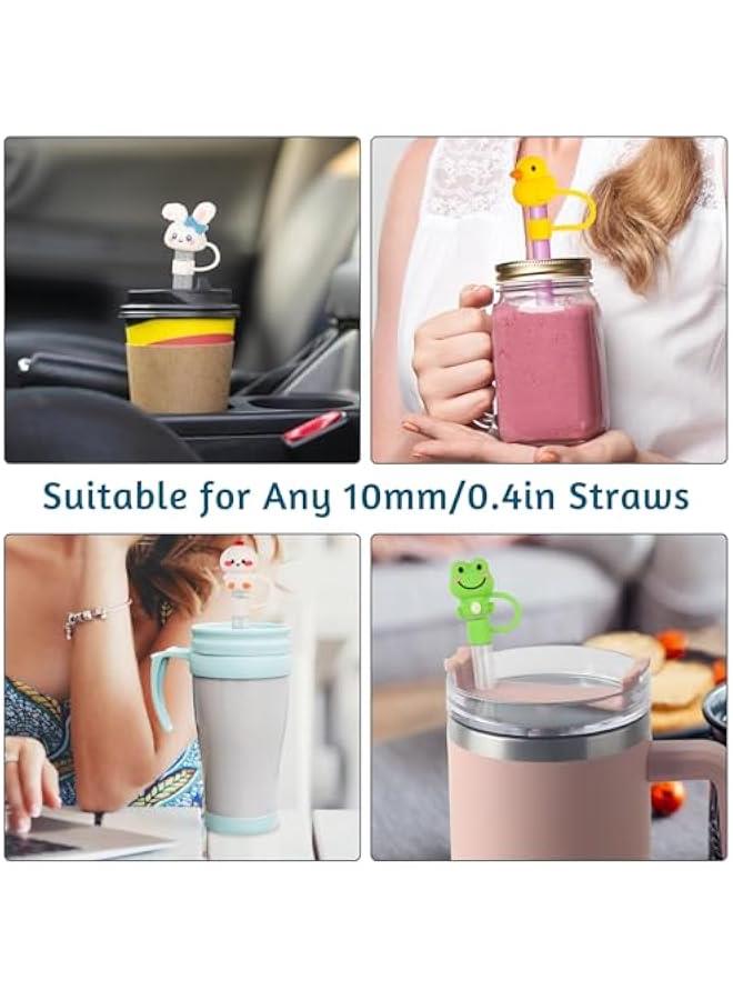 RTYY ويلنورن غطاء بماصة لكوب ستانلي، 4 عبوات من القش من السيليكون متوافقة مع كوب 30 و40 اونصة، رؤوس ماصة قابلة لاعادة الاستخدام على شكل حيوانات لطيفة مقاومة للغبار 10 ملم / 0.4 انش - Image 5