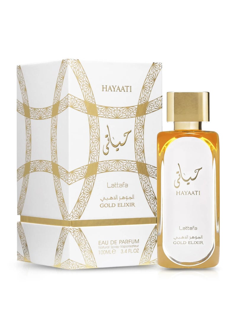 Lattafa Hayaati Gold Elixir Luxury Perfume for Women | Elegant Oriental Long Lasting Women’s Perfume with Vanilla, Peach, Amber Notes | Eau De Parfum 100ml  - Image 1