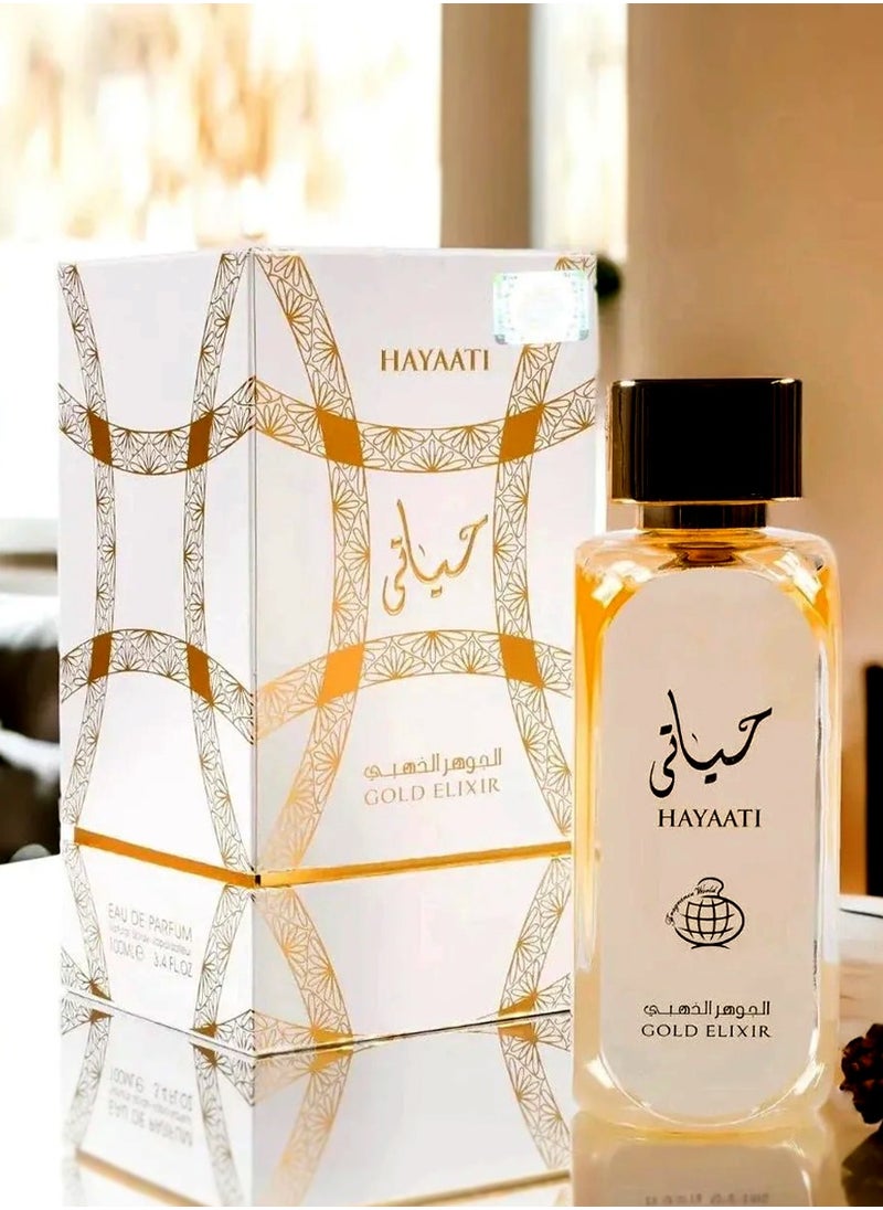 Lattafa Hayaati Gold Elixir Luxury Perfume for Women | Elegant Oriental Long Lasting Women’s Perfume with Vanilla, Peach, Amber Notes | Eau De Parfum 100ml  - Image 2