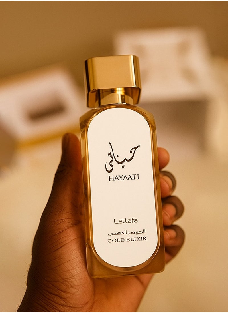 Lattafa Hayaati Gold Elixir Luxury Perfume for Women | Elegant Oriental Long Lasting Women’s Perfume with Vanilla, Peach, Amber Notes | Eau De Parfum 100ml  - Image 3