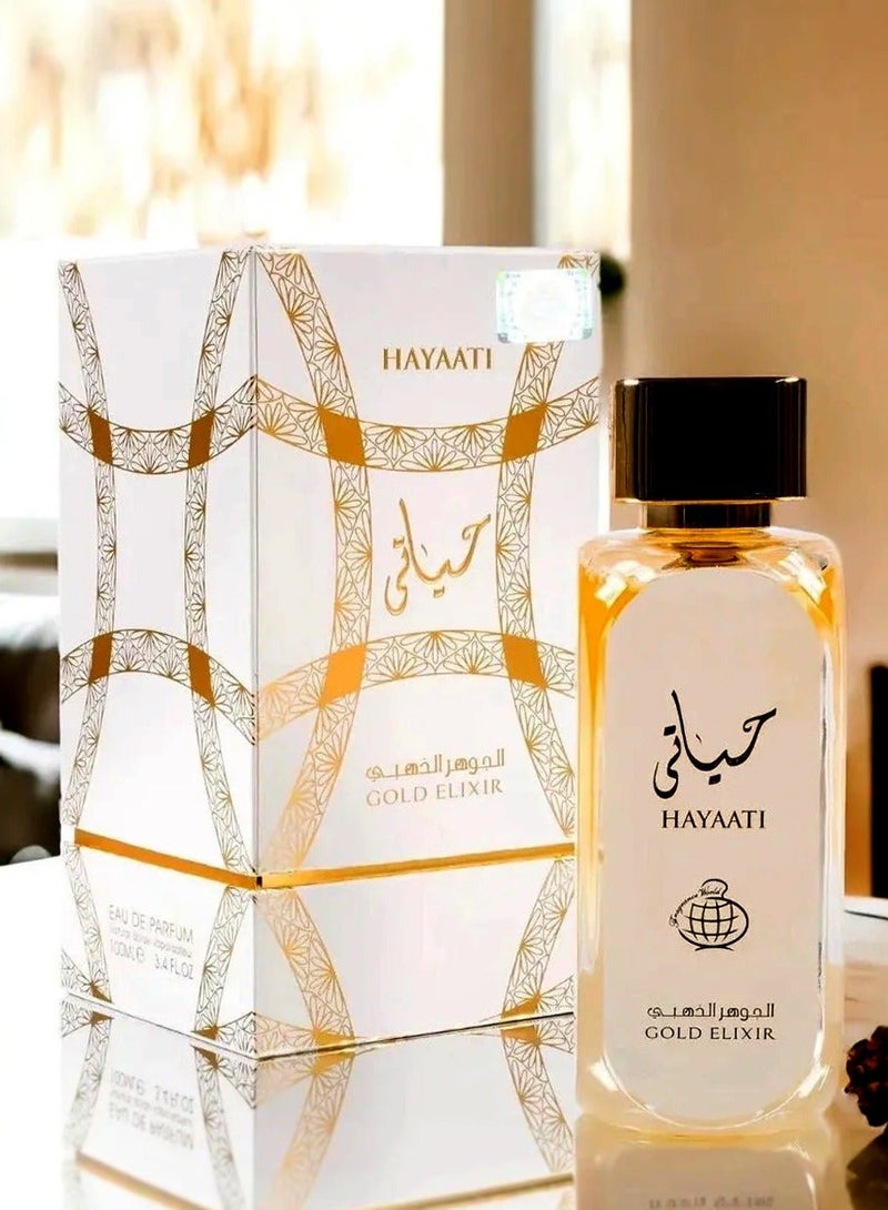 Lattafa Hayaati Gold Elixir Luxury Perfume for Women | Elegant Oriental Long Lasting Women’s Perfume with Vanilla, Peach, Amber Notes | Eau De Parfum 100ml - Image 3