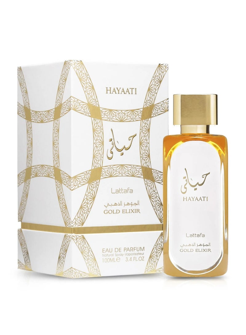 Lattafa Hayaati Gold Elixir Luxury Perfume for Women | Elegant Oriental Long Lasting Women’s Perfume with Vanilla, Peach, Amber Notes | Eau De Parfum 100ml - Image 2