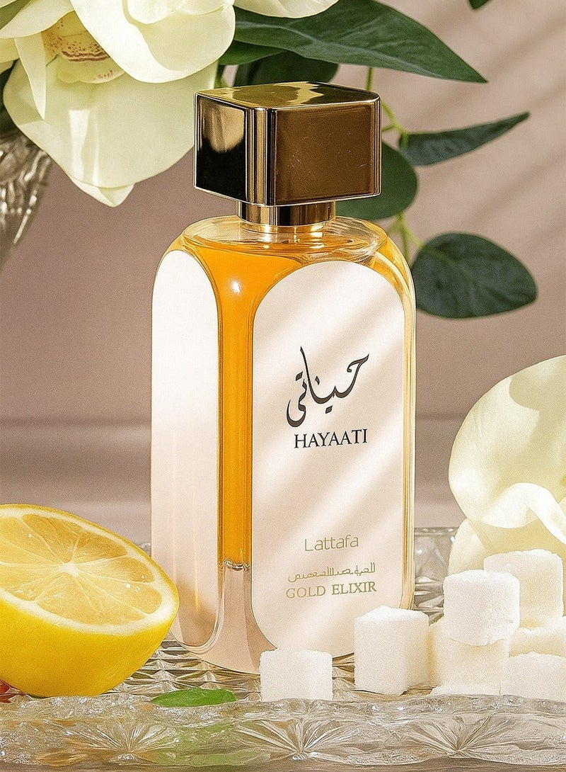 Lattafa Hayaati Gold Elixir Luxury Perfume for Women | Elegant Oriental Long Lasting Women’s Perfume with Vanilla, Peach, Amber Notes | Eau De Parfum 100ml - Image 1