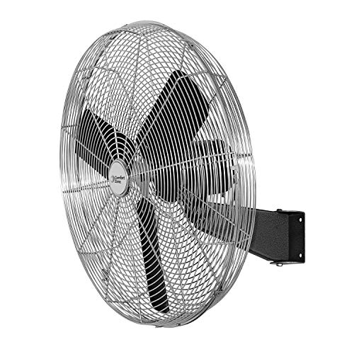Comfort Zone Oscillating High Velocity Industrial Wall Fan 30 inch 2 Speed All Metal Adjustable Angle  Tilt Steel Mounting Bracket Aluminum Blades Ideal for Garage or Workshop CZHVW30EX