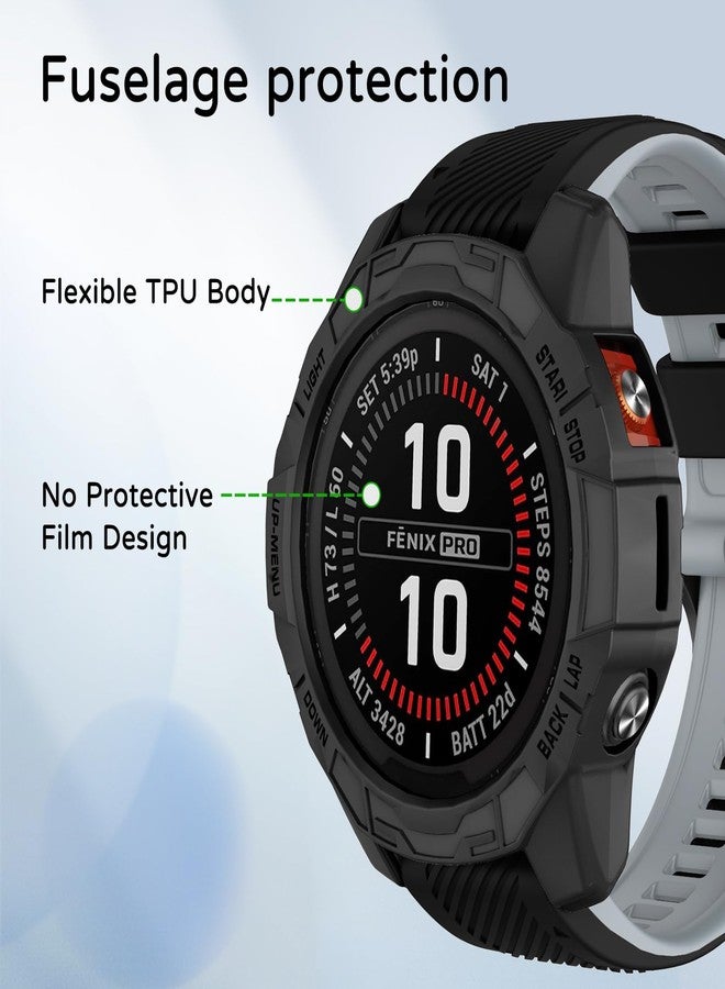 MYSNBKN Case Compatible with Garmin Epix Pro 51mm/Fenix 7X Pro/Fenix 7X Case Cover Soft TPU Bumper Rugged Shock Proof Protective Shell for Garmin Fenix 7X Pro Watch Case (Black) - Image 4