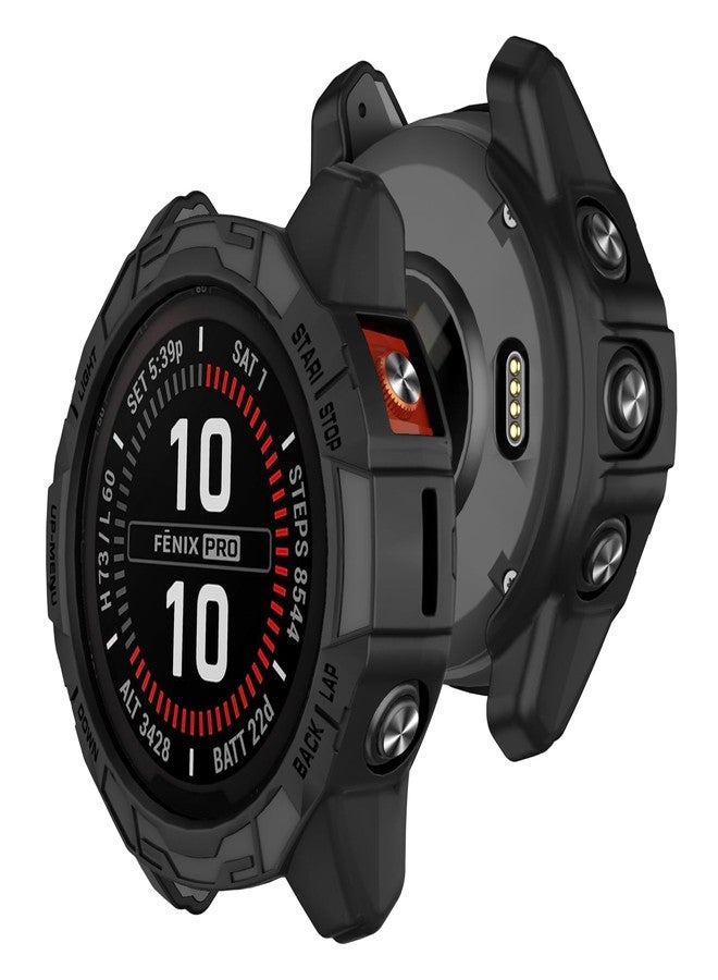MYSNBKN Case Compatible with Garmin Epix Pro 51mm/Fenix 7X Pro/Fenix 7X Case Cover Soft TPU Bumper Rugged Shock Proof Protective Shell for Garmin Fenix 7X Pro Watch Case (Black) - Image 2