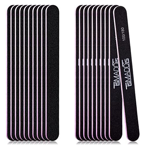 20Pack Nail Files TsMADDTs Double Sided Emery Board 100 180 Grit Manicure File for Natural Acrylic Artificial Nail for Girls Women Men