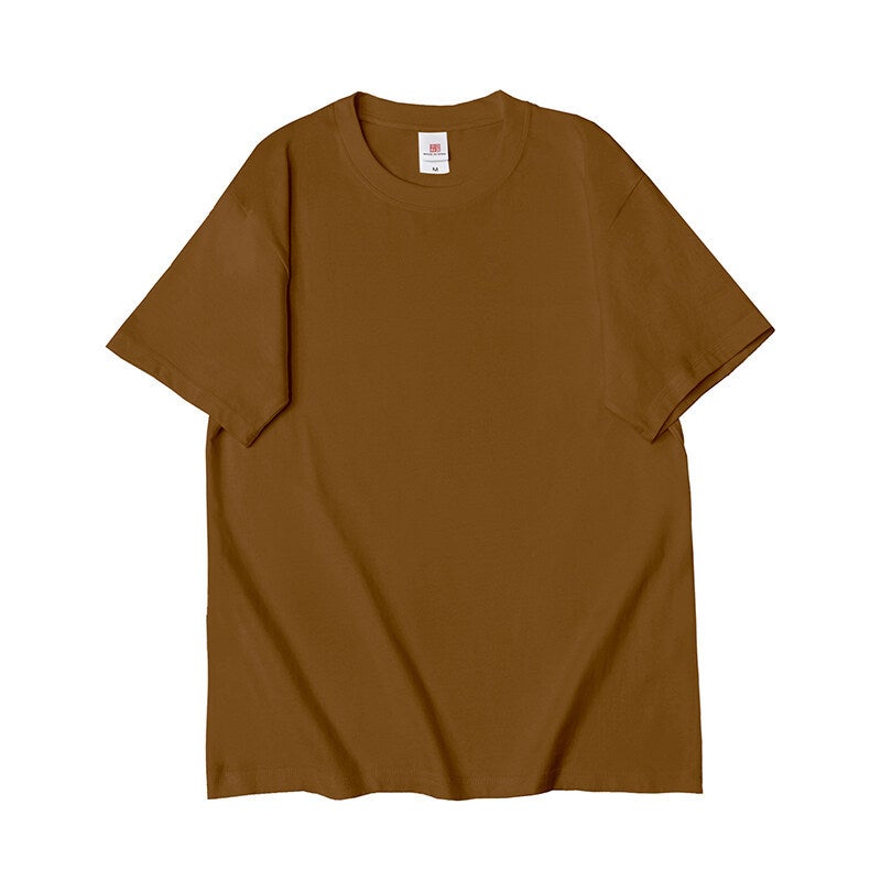 220g Cotton Three-Needle Round Neck Loose Shoulder Short-Sleeved Men''s Summer T-Shirt Export Cross-Border Light Board Bottoming Shirt - Image 4