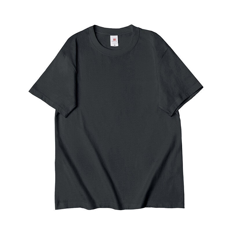 220g Cotton Three-Needle Round Neck Loose Shoulder Short-Sleeved Men''s Summer T-Shirt Export Cross-Border Light Board Bottoming Shirt - Image 5
