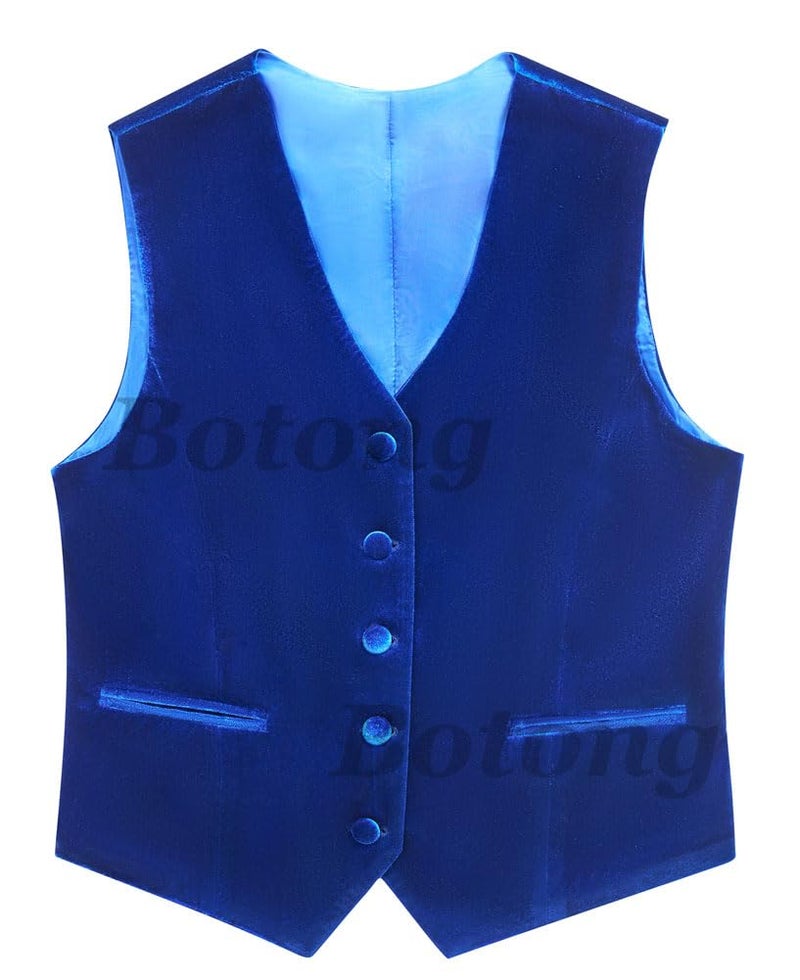 Botong 3 PC Womens Velvet Suit One Button Office Work Outfit Womens Pants Suit Prom Tuxedos Royal Blue M - Image 3