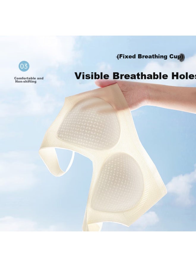 Me Feeling Seamless Bra For Women, Summer Thin Ice Silk, Push-up For Small Anti-sagging, Fixed Cups, Sports Backless Bra - Image 3