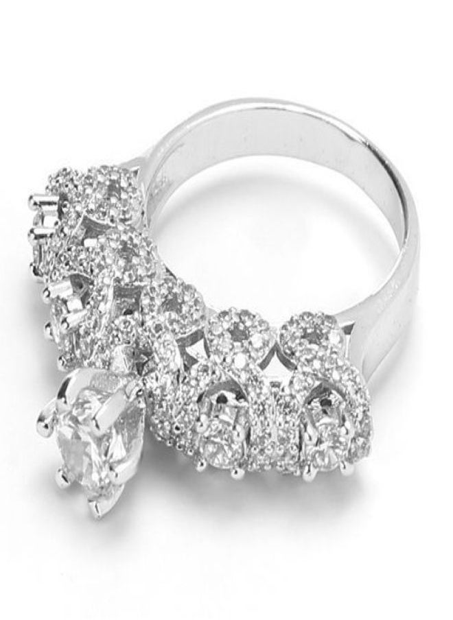 3Diamonds - Elegant Platinum-Plated Diamond Twins Rings by Dar Jewelry - Unique Design, High-Quality Craftsmanship, Perfect for Special Occasions - Image 1