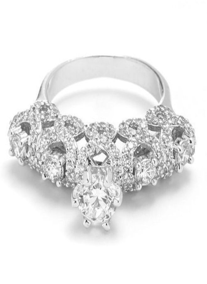 3Diamonds - Elegant Platinum-Plated Diamond Twins Rings by Dar Jewelry - Unique Design, High-Quality Craftsmanship, Perfect for Special Occasions - Image 1