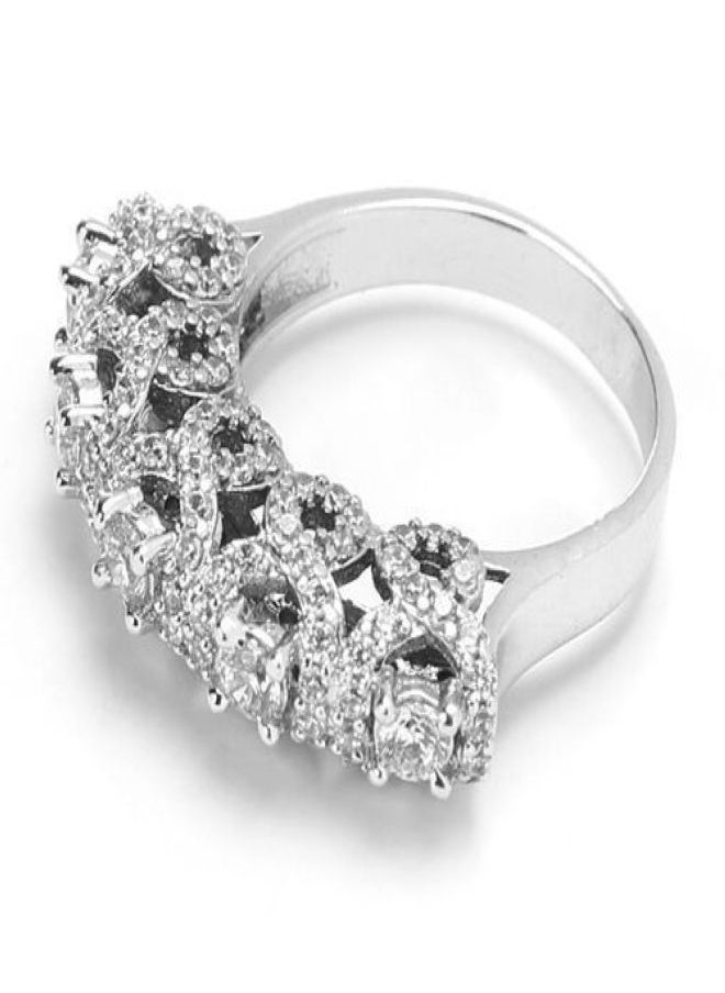3Diamonds - Elegant Platinum-Plated Diamond Twins Rings by Dar Jewelry - Unique Design, High-Quality Craftsmanship, Perfect for Special Occasions - Image 1