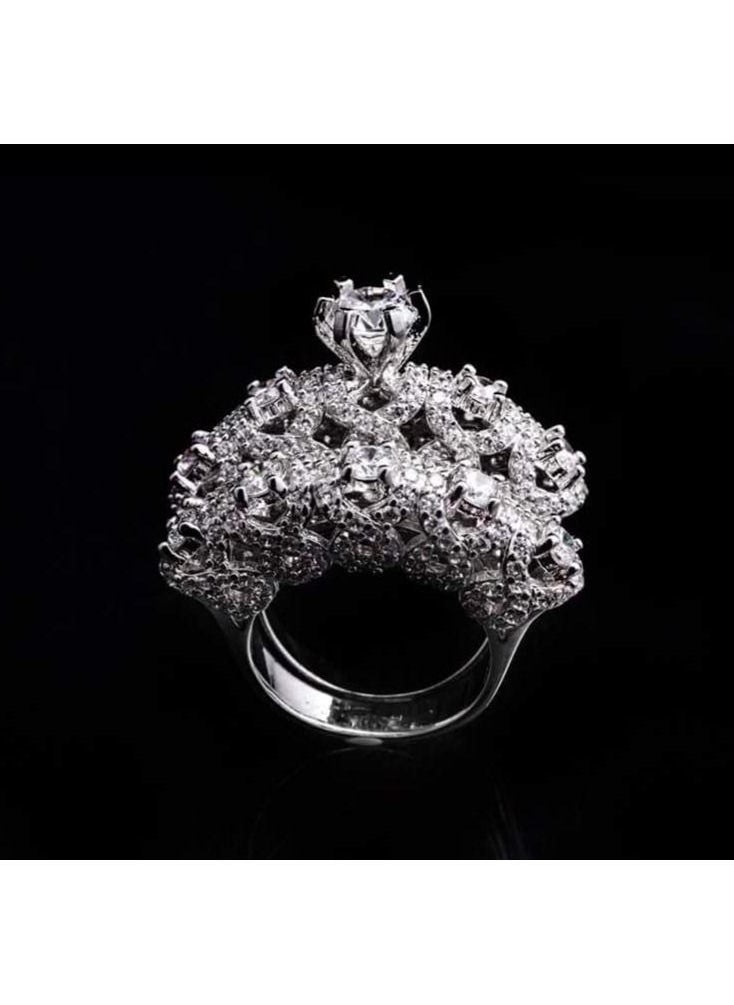 3Diamonds - Elegant Platinum-Plated Diamond Twins Rings by Dar Jewelry - Unique Design, High-Quality Craftsmanship, Perfect for Special Occasions - Image 1