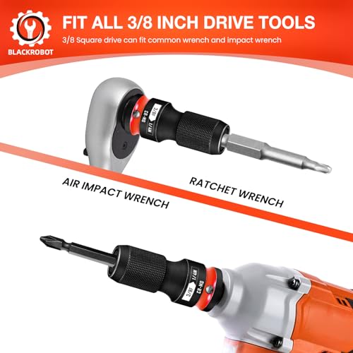 BLACKROBOT Quick Release Impact Bit Holders 3/8-Inch Square Drive to 1/4-Inch Hex Socket Adapter, CR-MO Steel, Red - Image 5
