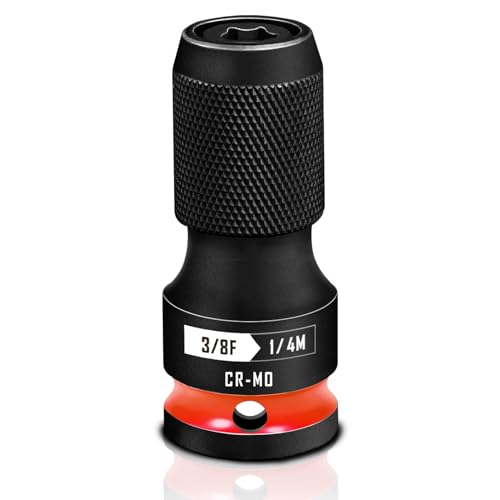 BLACKROBOT Quick Release Impact Bit Holders 3/8-Inch Square Drive to 1/4-Inch Hex Socket Adapter, CR-MO Steel, Red - Image 1