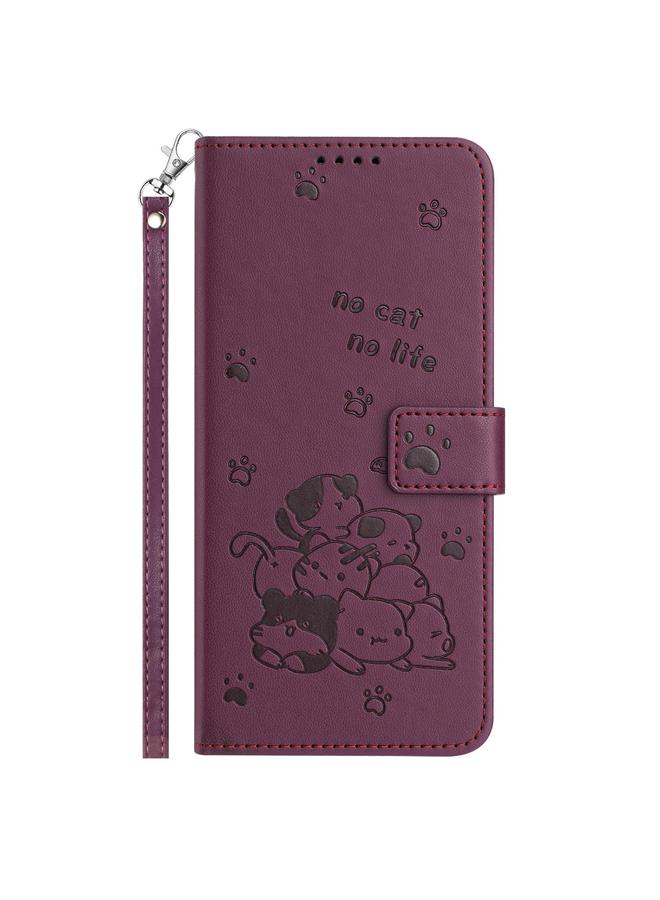 S-TOP Case For Honor 300 Pro Embossed Kitten Phone Leather Case with Lanyard - Image 2