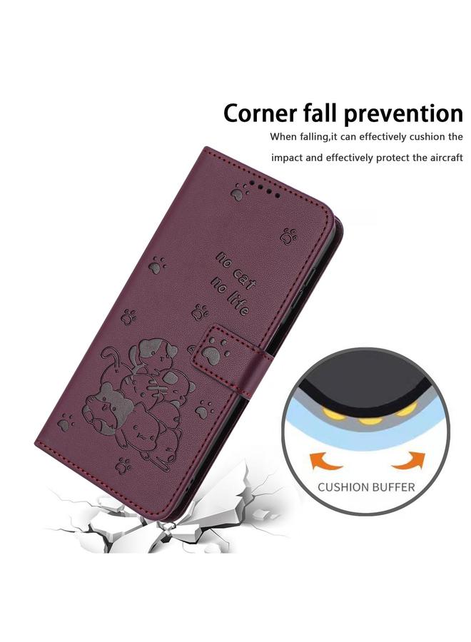 S-TOP Case For Honor 300 Pro Embossed Kitten Phone Leather Case with Lanyard - Image 4