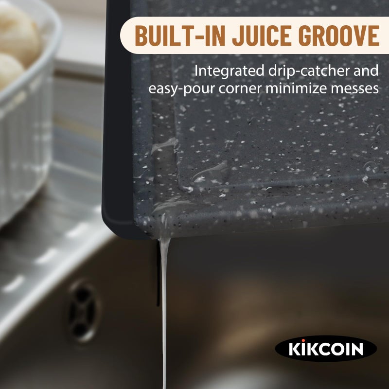 Kikcoin Plastic Cutting Boards for Kitchen, 3-Piece Large Cutting Board Set Dishwasher Safe Chopping Boards with Non-slip Feet and Juice Grooves, Kikcoin - Image 3