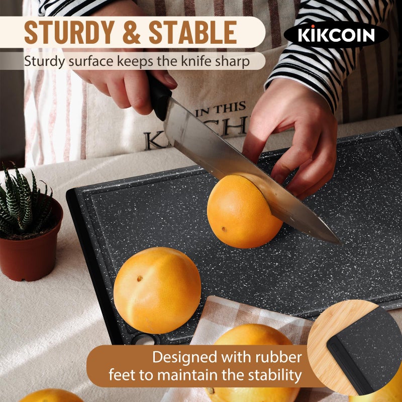 Kikcoin Plastic Cutting Boards for Kitchen, 3-Piece Large Cutting Board Set Dishwasher Safe Chopping Boards with Non-slip Feet and Juice Grooves, Kikcoin - Image 5