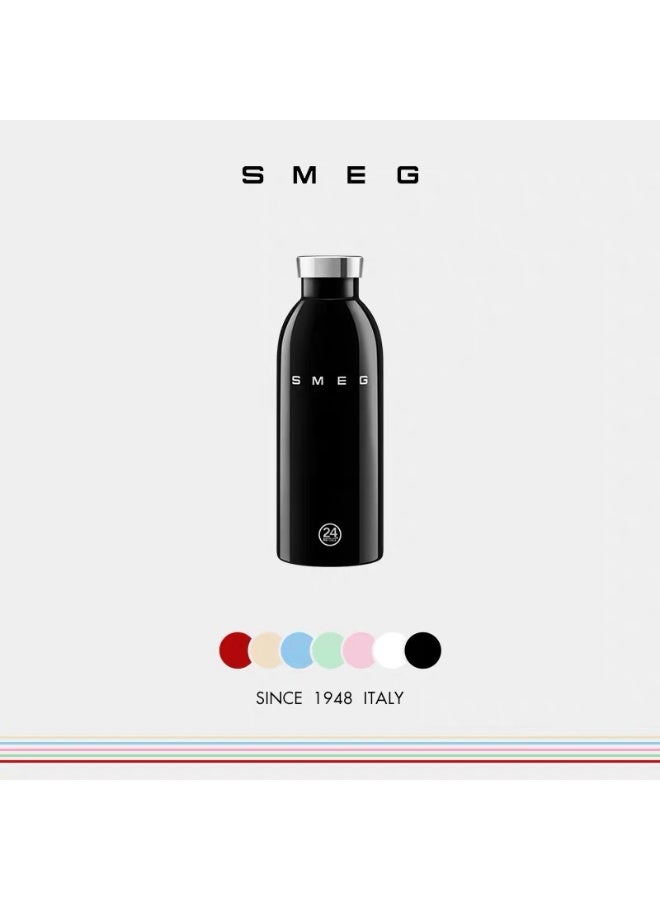 سميج زجاجة معزولة بالفراغ SMEG الإيطالية الرجعية عالية المظهر 500 مل أسود ، 24 ساعة طويلة الأمد الاحتفاظ بالبرد والحرارة - Image 1