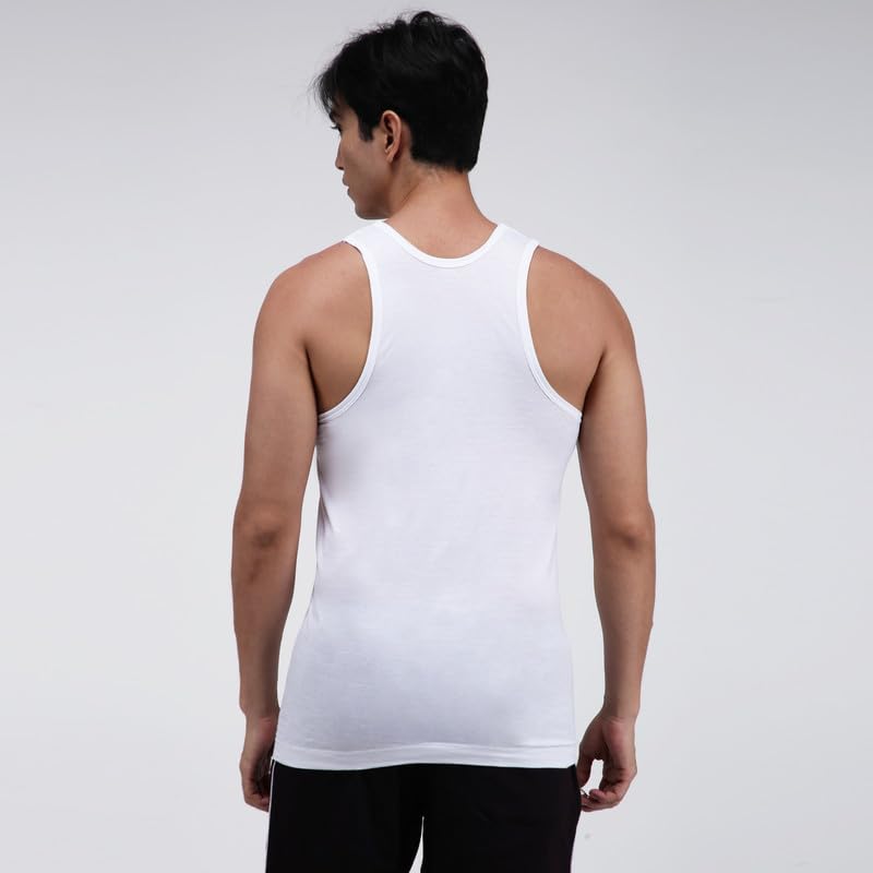 Amul Comfy White Men Cotton Solid Vest Sleeveless (Pack of 4) - Image 4