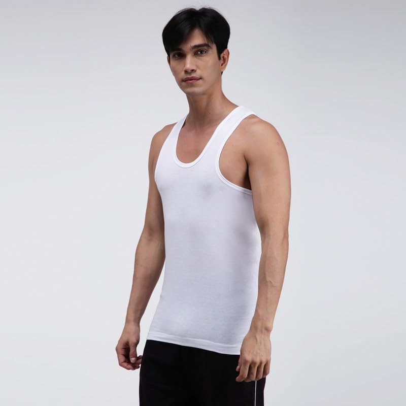Amul Comfy White Men Cotton Solid Vest Sleeveless (Pack of 4) - Image 5