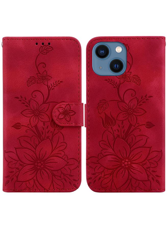 Zaboon Case For iPhone 13 mini Lily Embossed Leather Phone Case - Image 1