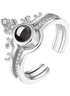 Generic Projection Stone Ring 100 Language I Love You Silver Color Ring Wedding Engagement Jewelry Gifts  - Image 1