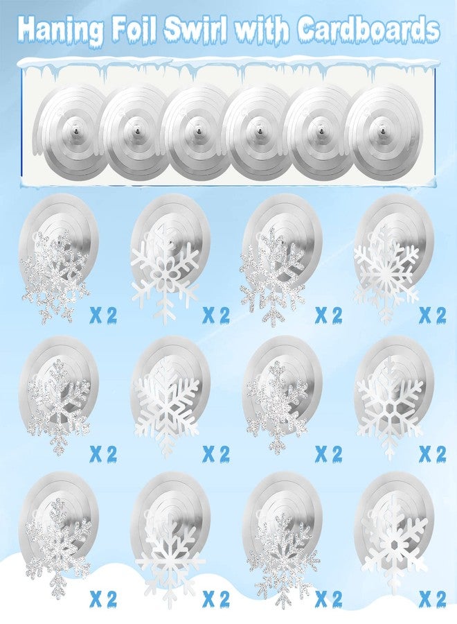 Containlol 30 Pcs Winter Snowflake Hanging Swirl Decorations Christmas Glitter Snowflakes Hanging Swirls Ceiling Streamers for Xmas Winter Holiday Baby Shower Wonderland Party Supplies(Silver) - Image 3