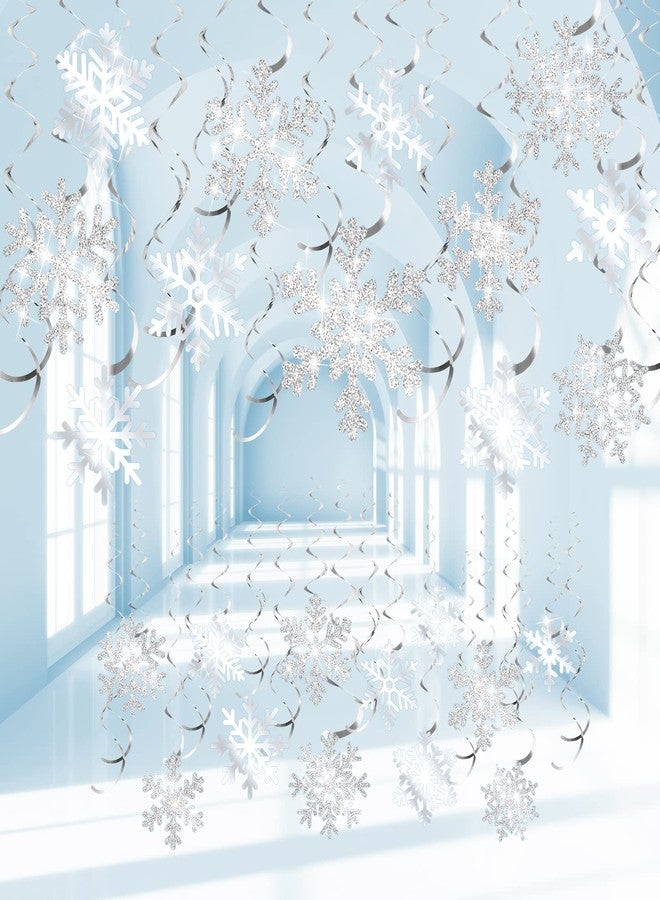 Containlol 30 Pcs Winter Snowflake Hanging Swirl Decorations Christmas Glitter Snowflakes Hanging Swirls Ceiling Streamers for Xmas Winter Holiday Baby Shower Wonderland Party Supplies(Silver) - Image 1