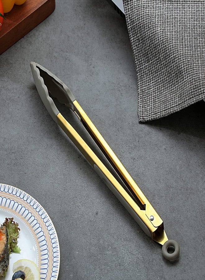 Berglander Gold Cooking Tongs, Berglander Heavy Duty Food Tongs For Cooking With Silicone Tips And Titanium Gold Plating Handle, Kitchen Tongs, Grill Tongs, Dishwasher Safe, Easy to Clean - Image 2