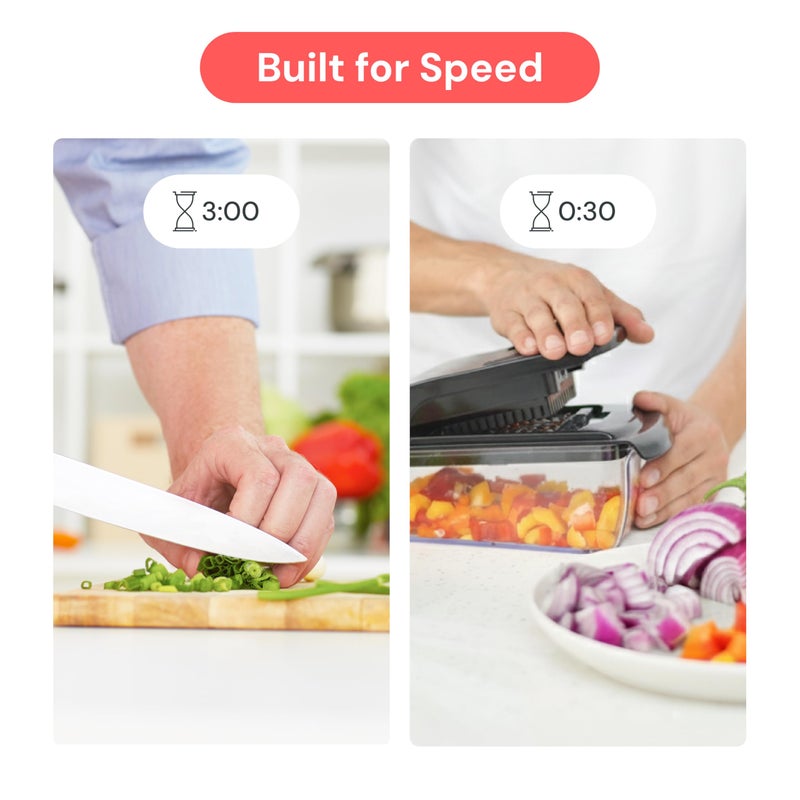 Fullstar The Original Pro Chopper - Vegetable Chopper and Spiralizer, Food Chopper with Container, Fruit Slicer, Kitchen Gadgets & Accessories, Home Essentials (2 in 1, Black) - Image 4