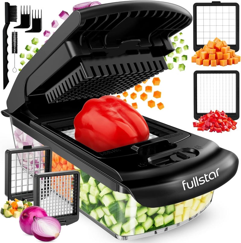 Fullstar The Original Pro Chopper - Vegetable Chopper and Spiralizer, Food Chopper with Container, Fruit Slicer, Kitchen Gadgets & Accessories, Home Essentials (2 in 1, Black) - Image 1
