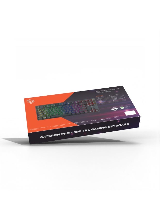 porodo - 3in1 Wireless Mechanical Keyboard TKL Gateron Switch / USB Wire / 2.4G / Bluetooth Connection / Anti- Ghosting Keys /RGB 20 Modes Lights / Wireless Gaming Keyboard - Black - Image 1