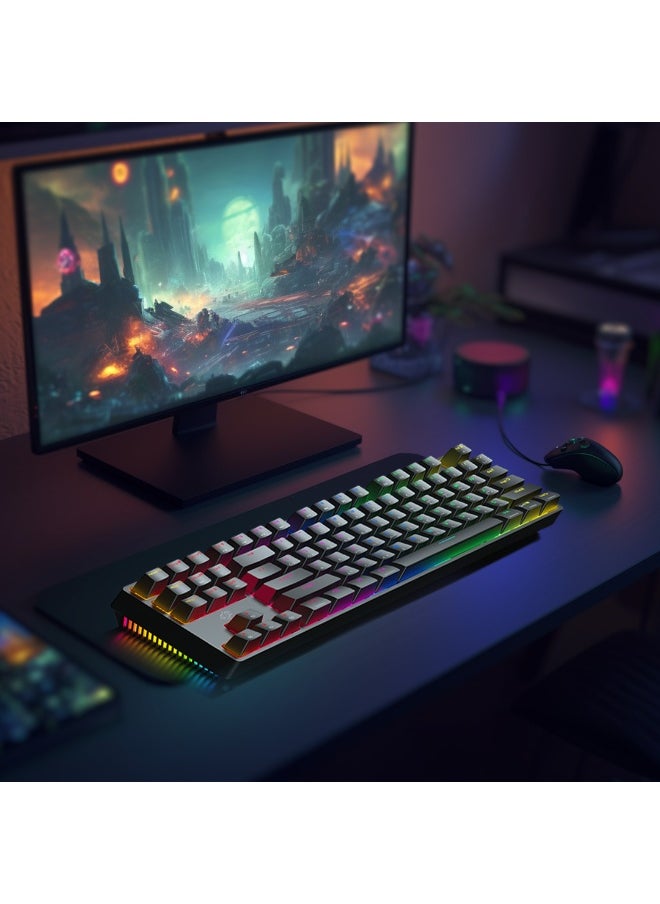 porodo - 3in1 Wireless Mechanical Keyboard TKL Gateron Switch / USB Wire / 2.4G / Bluetooth Connection / Anti- Ghosting Keys /RGB 20 Modes Lights / Wireless Gaming Keyboard - Black - Image 1
