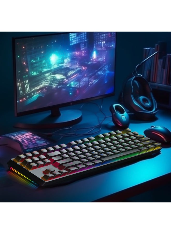 porodo - 3in1 Wireless Mechanical Keyboard TKL Gateron Switch / USB Wire / 2.4G / Bluetooth Connection / Anti- Ghosting Keys /RGB 20 Modes Lights / Wireless Gaming Keyboard - Black - Image 1