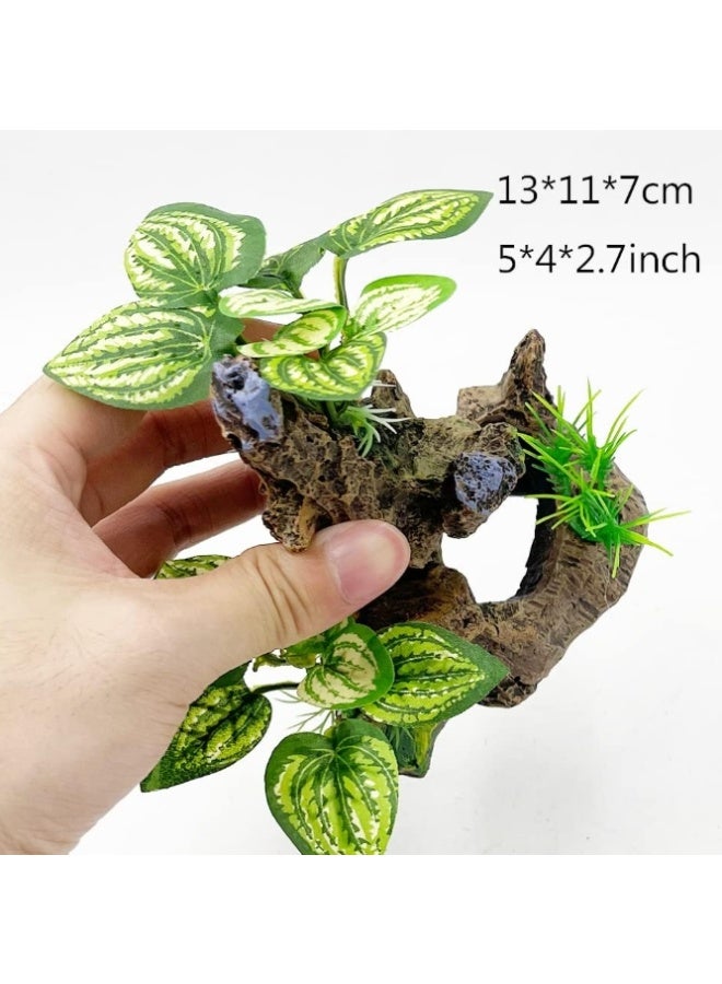 زينة نباتات شجرية لأحواض السمك، زينة نباتات صغيرة لأحواض الأسماك، زينة أحواض السمك، عشب مائي واقعي مُحاكي لمواد أحواض الأسماك - Image 2